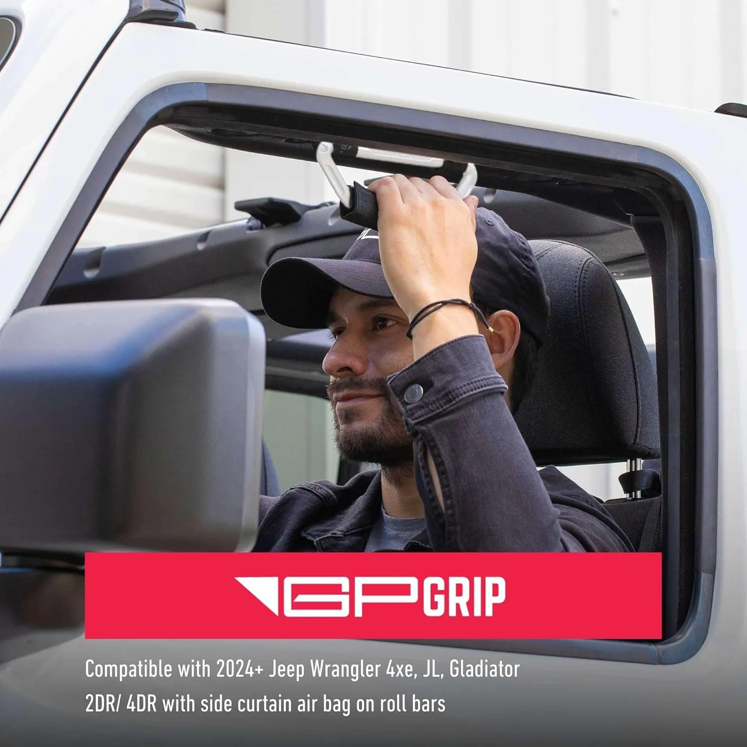 GPCA GP Grip Air Grab Handles Designed for 2024  Jeep Wrangler JL 4xe w/Airbag Compatible - Aero-Grade Aluminum, Patented Foldable Design, Easy Installation