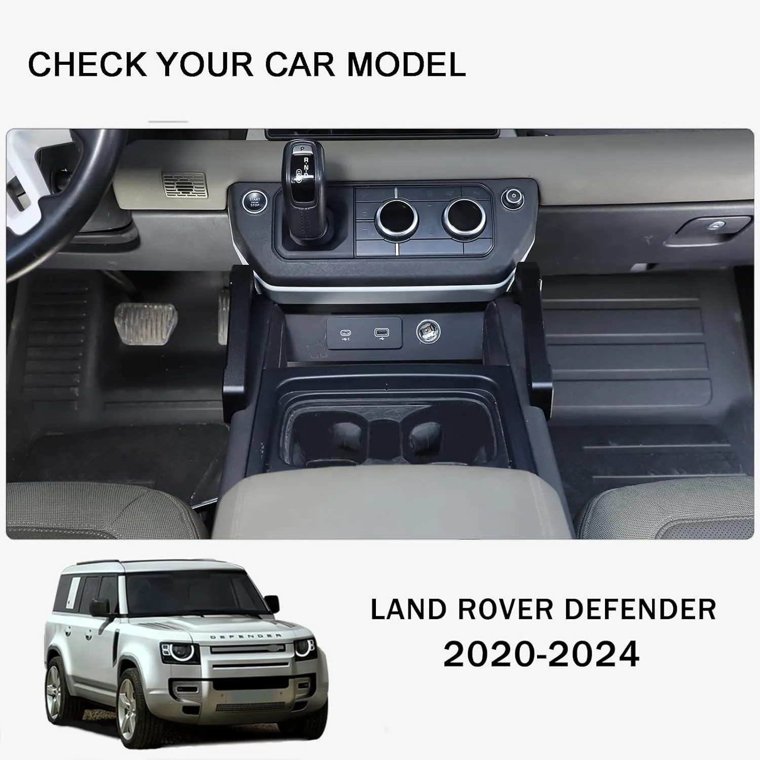 Grab Handles Compatible with Land Rover Defender 90 110 130 2020-2024, Aluminum Alloy Grab Handle Armrest for Center Console Both Side, Car Interior Safety Accessories 1 Pair