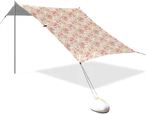 Gradient Pink Gold Birds Beach Tent UPF50  Easy Setup Portable Sun Shelter with Carrying Bag for Camping, Picnics, Backyard & Fishing
