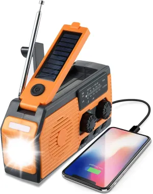 GREATONE Weather Radio Emergency Solar Crank Radio with Flashlight and Reading Lamp,AM/FM/NOAA Protable Radio for Home and Outdoor,2000mAh Power Bank SOS Alarm Emergency Supplies Preparedness