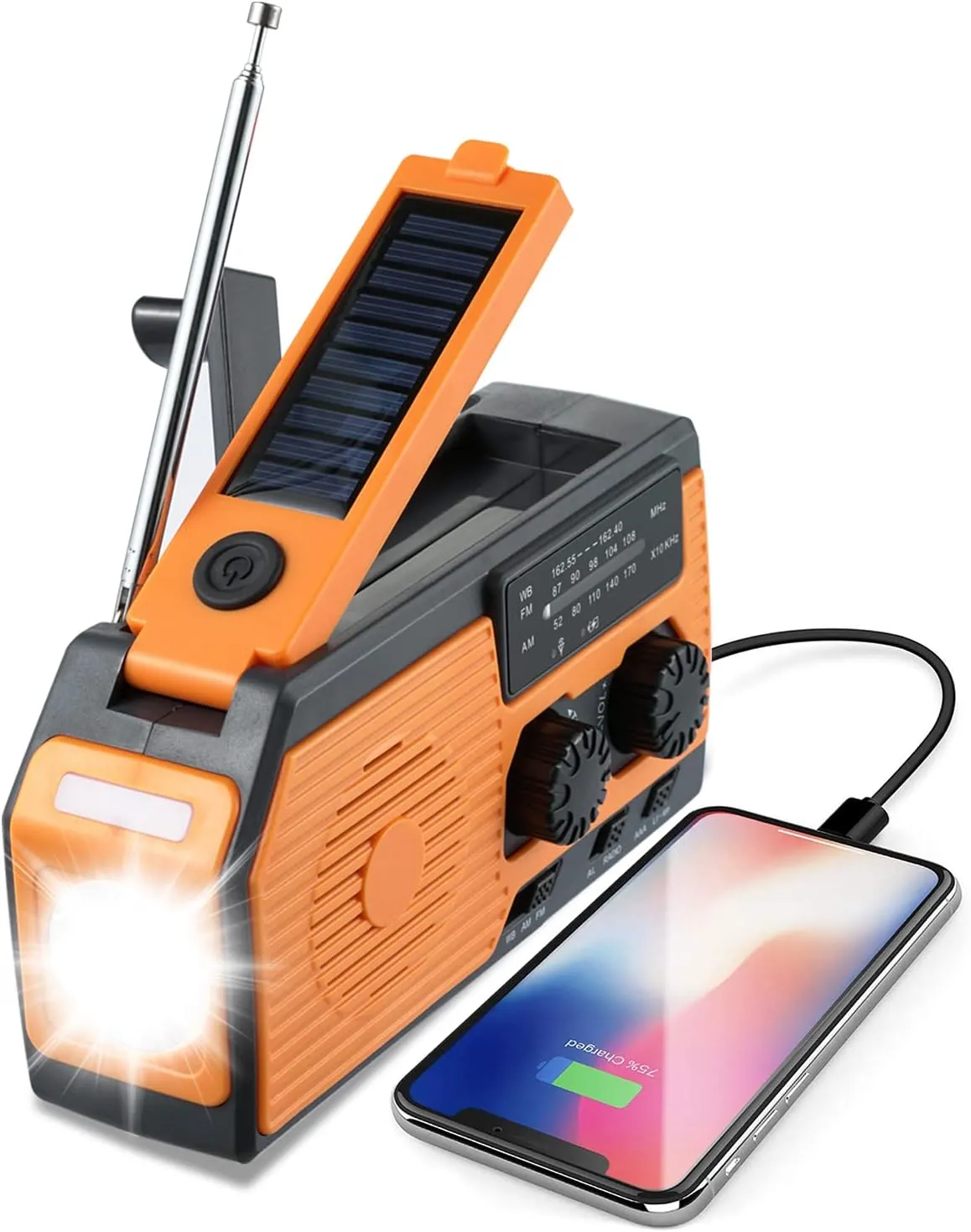 GREATONE Weather Radio Emergency Solar Crank Radio with Flashlight and Reading Lamp,AM/FM/NOAA Protable Radio for Home and Outdoor,2000mAh Power Bank SOS Alarm Emergency Supplies Preparedness