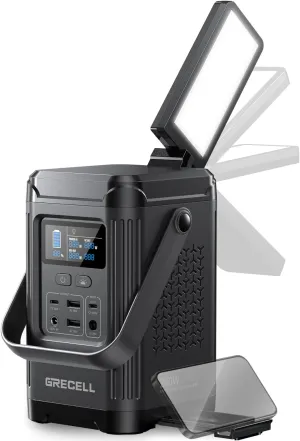 GRECELL 240W Portable Power Station 153.6WH Solar Generator, LiFePO4 Battery Dual Way 100W PD, Portable Power Bank with Integrated Stand for Outdoors, Camping, Travel (No Wall Charger Included)