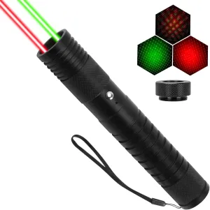 Green and Red 2 in 1 Long Range Laser Pointer, Rechargeable Flashlight with Green and Red Laser Pointer for Night Astronomy