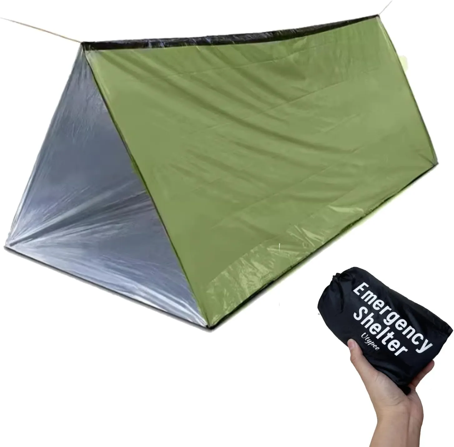 Green Extra-Thick 2-Person Emergency Shelter Tent - Lightweight Waterproof Survival Tent for Camping, Hiking & Disaster Preparedness Kits
