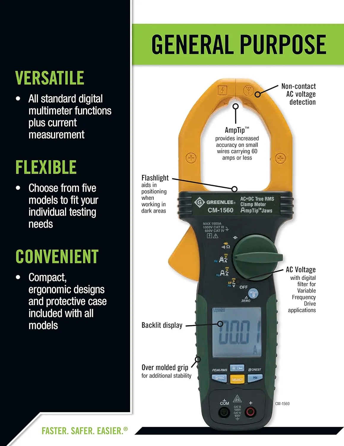 Greenlee - Clampmeter, Ac/Dc (Cm-1560), Elec Test Instruments (CM-1560), 1000 AMP