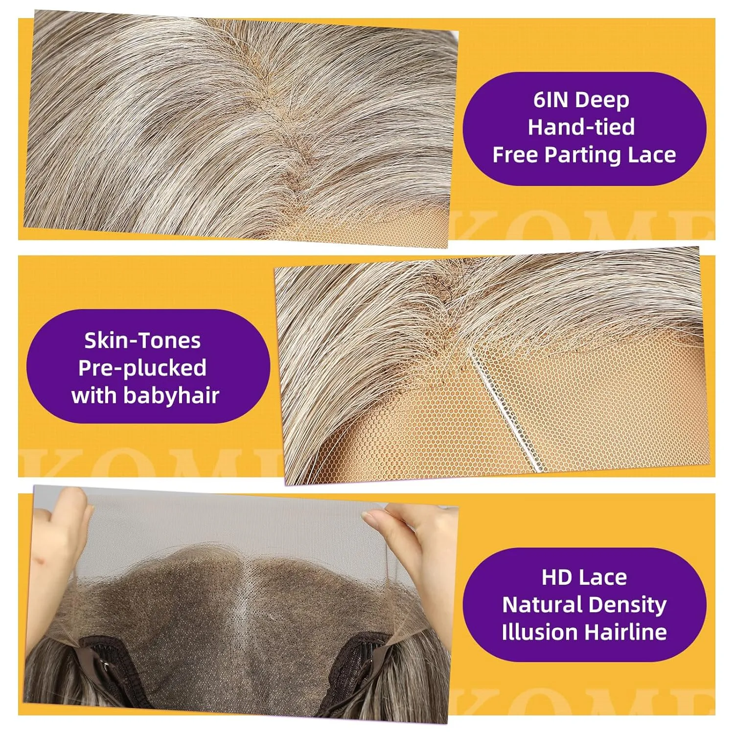 Grey Synthetic Lace Front Wig,13X6 Long Straight Layered Glueless Wigs for Women Daily Use 22IN