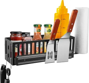 Griddle Caddy for 28"/36" Blackstone Griddles with Magnetic Tool Holder, No Drilling Space Saving Grill Accessories with Paper Towel Holder, Blackstone Griddle Accessories Caddy for Outdoor