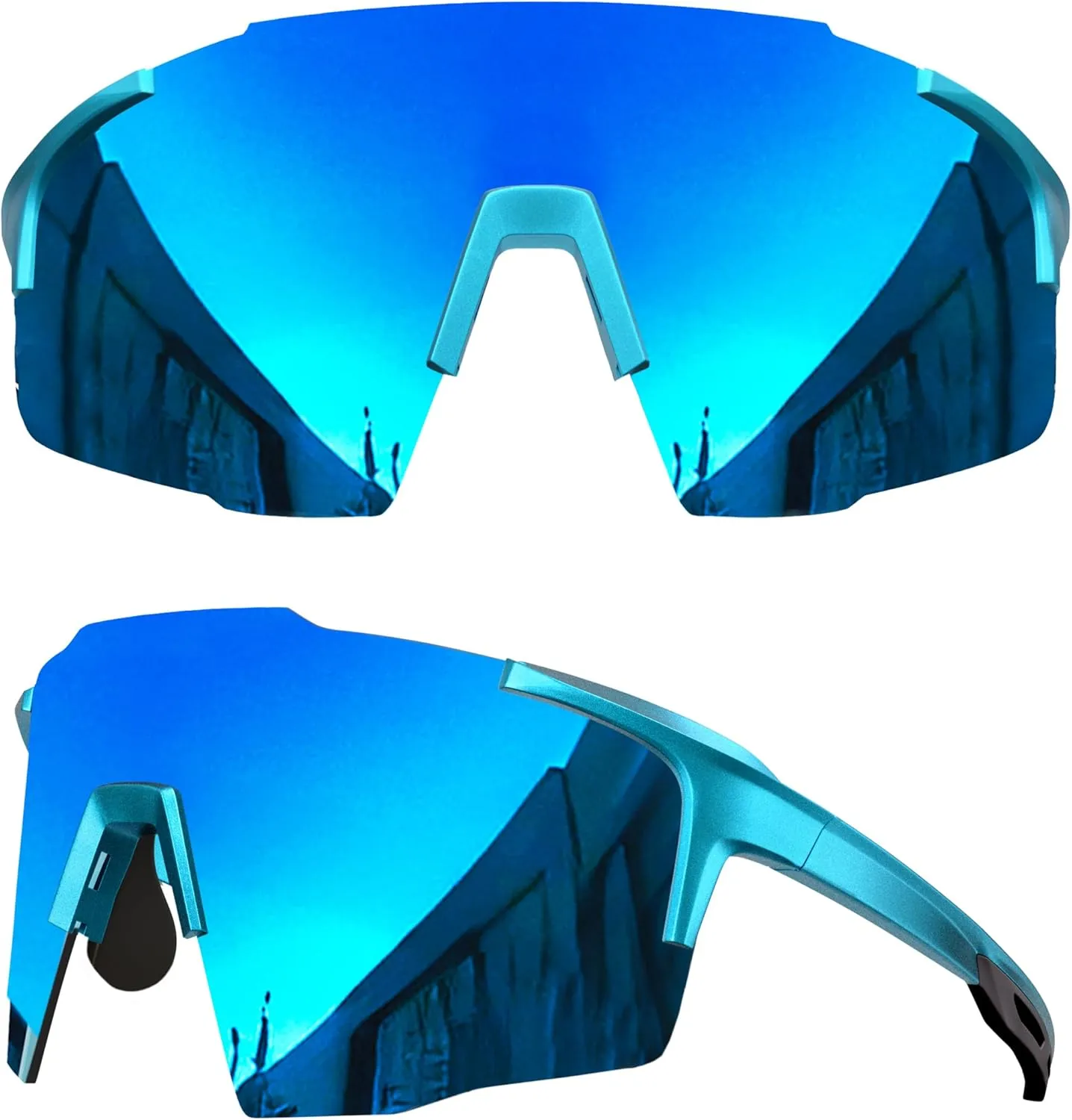 grinderPUNCH Sports Sunglasses Cycling Glasses UV Protection for Driving Running Hiking Fishing (Blue)