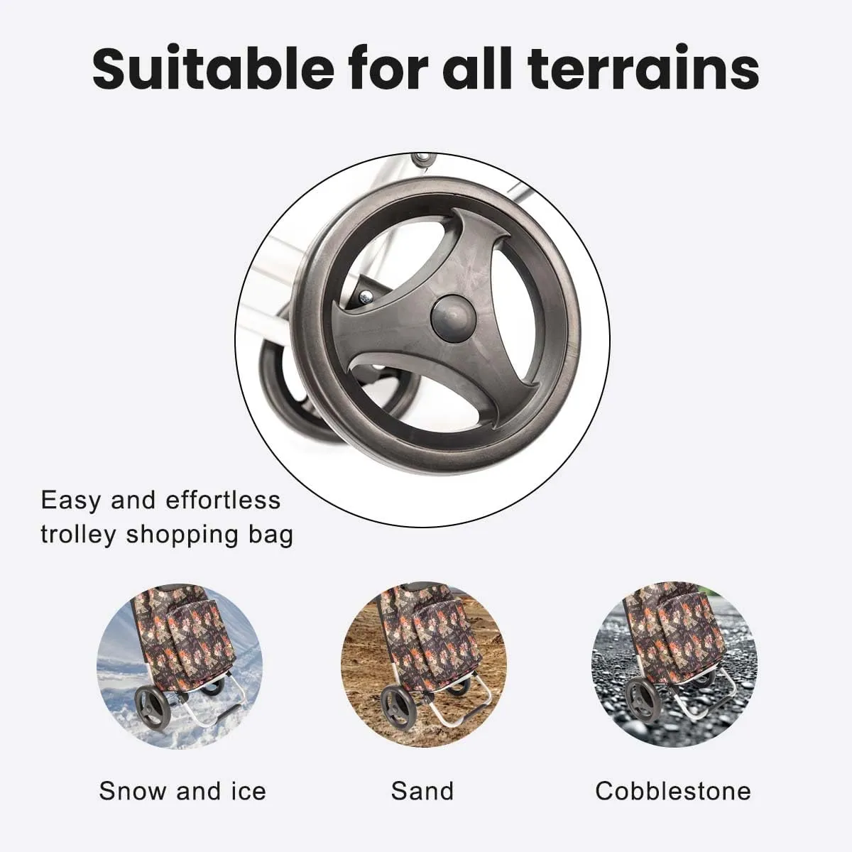 Grocery Cart on Wheels,Trolley Cart with Wheels,Shopping Cart Bags for Groceries Removable Wheels & Bag#Tower