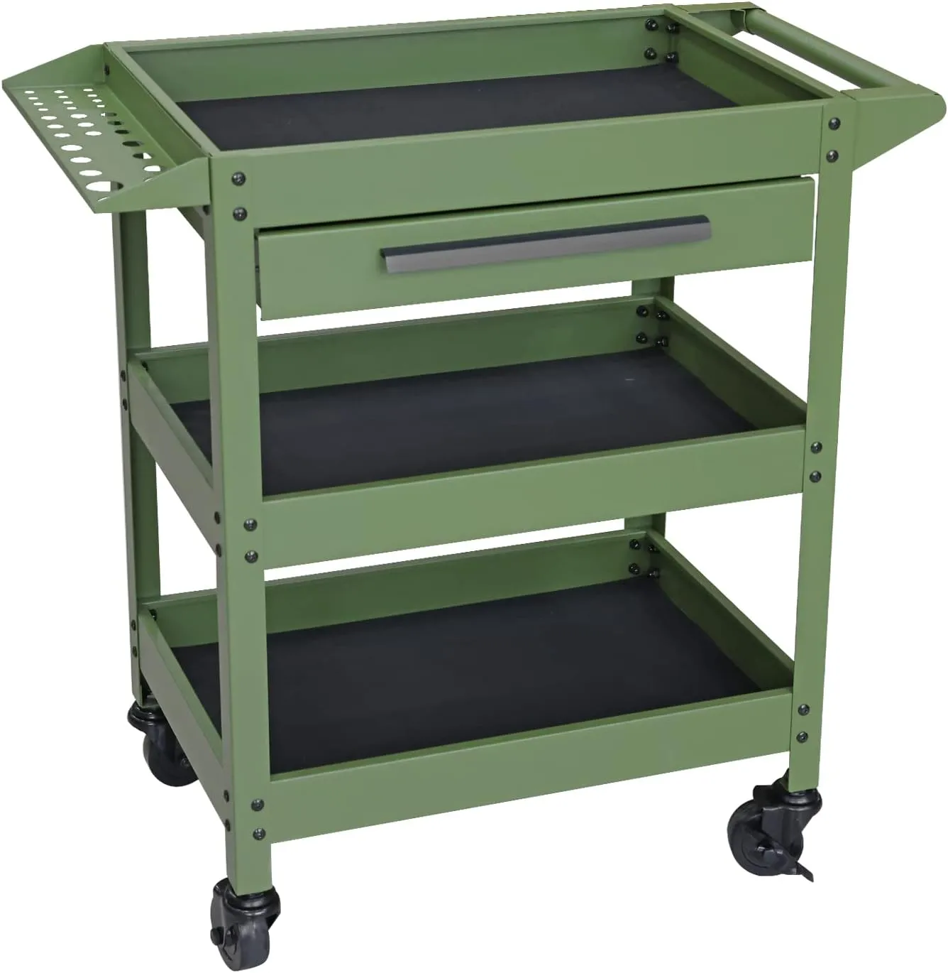GSTANDARD APTB311G Torin 3 Layers Utility Cart: Rolling Tool Cart with Lockable Wheels and Multifunction Service Cart for Home, Garage, Kitchen, Office or Cafe, Green