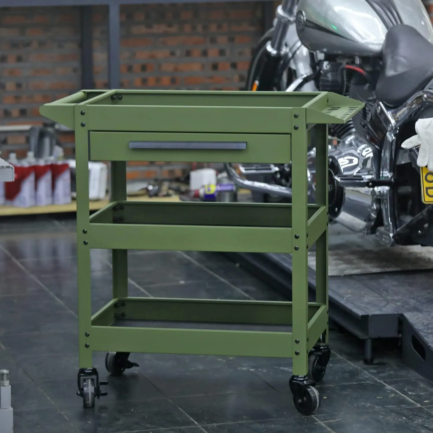 GSTANDARD APTB311G Torin 3 Layers Utility Cart: Rolling Tool Cart with Lockable Wheels and Multifunction Service Cart for Home, Garage, Kitchen, Office or Cafe, Green