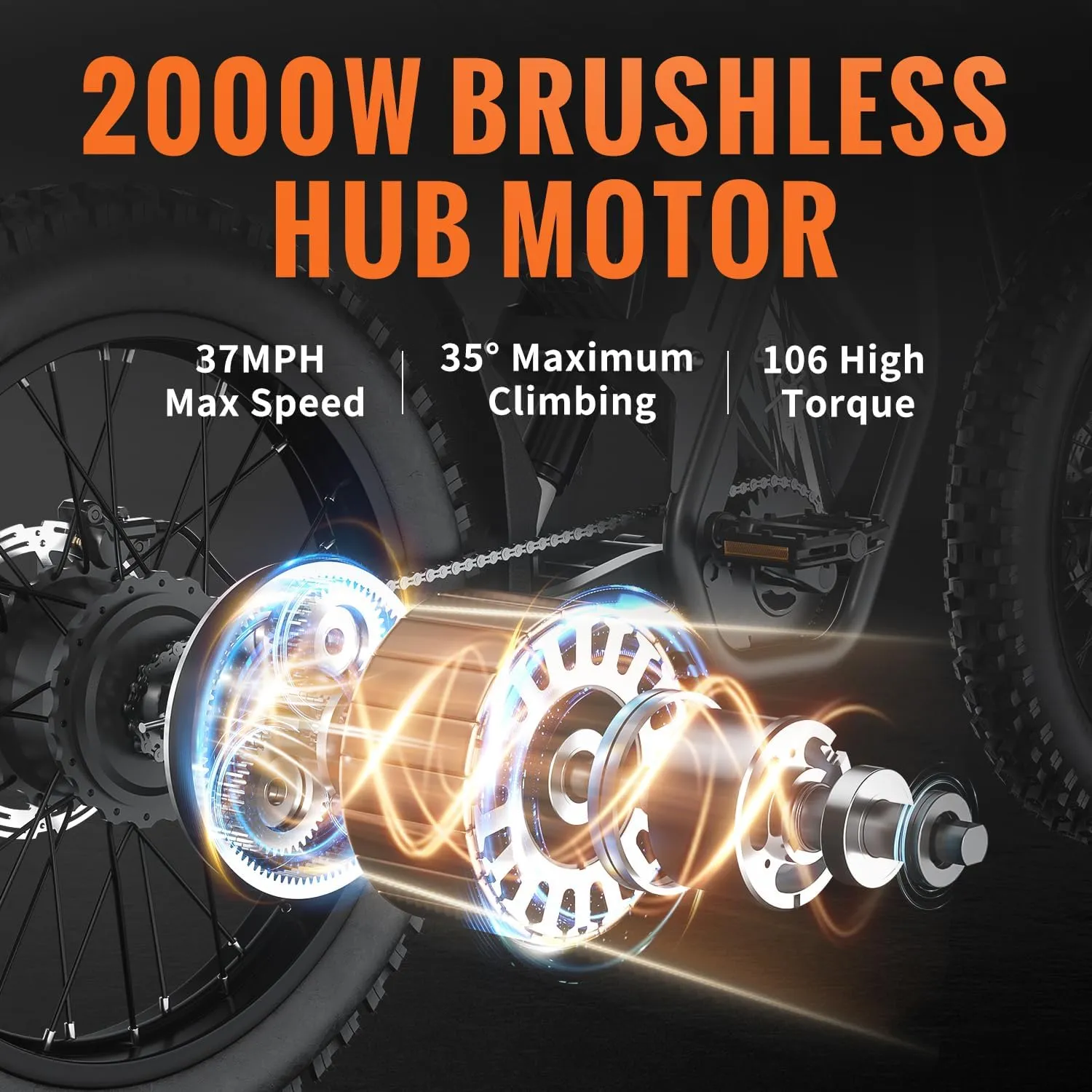 GT73 Electric Dirt Bike for Adults 2000W Electric Bike with 1747Wh(48V 18.2AH*2) Removable Batteries 37MPH/85Mile Range 25" x2" Motorcycle Tires Dual Hydraulic Brakes & Full Suspension (Black2)