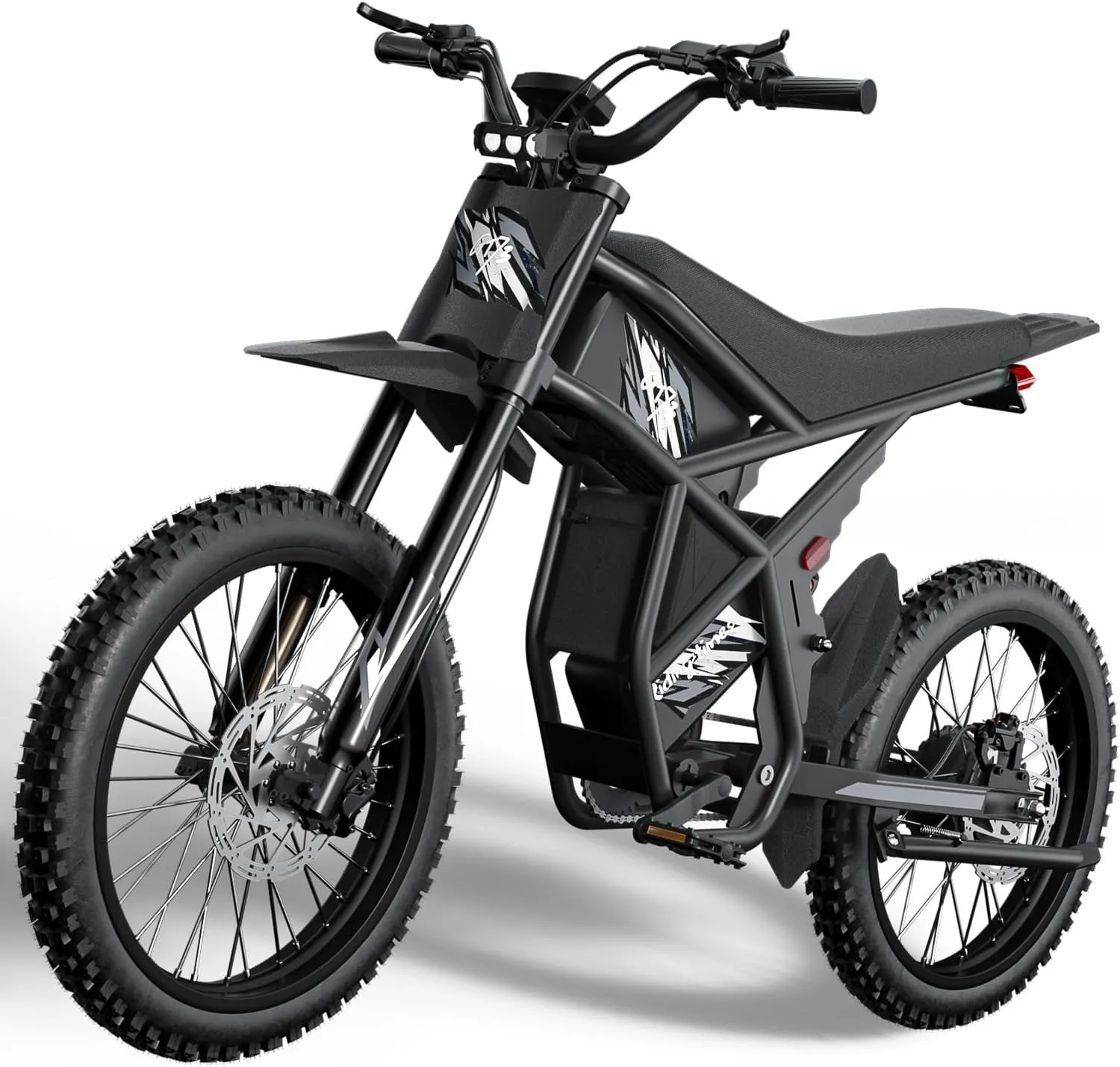 GT73 Electric Dirt Bike for Adults 2000W Electric Bike with 1747Wh(48V 18.2AH*2) Removable Batteries 37MPH/85Mile Range 25" x2" Motorcycle Tires Dual Hydraulic Brakes & Full Suspension (Black2)