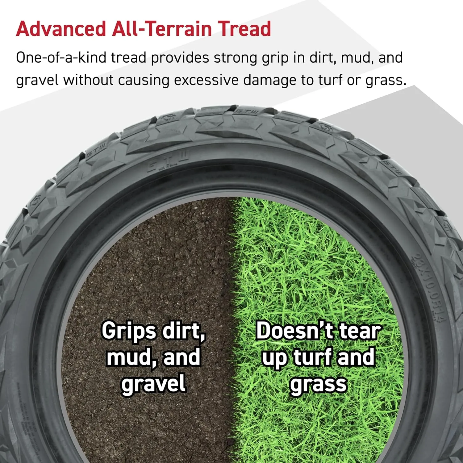 GTW Maverick 23 inch All Terrain Golf Cart Tire | 23x10-R12 | Steel Belted Radial Construction | 4-Ply | Lift Kit Required | Universal Fitment for 12 Inch Wheels