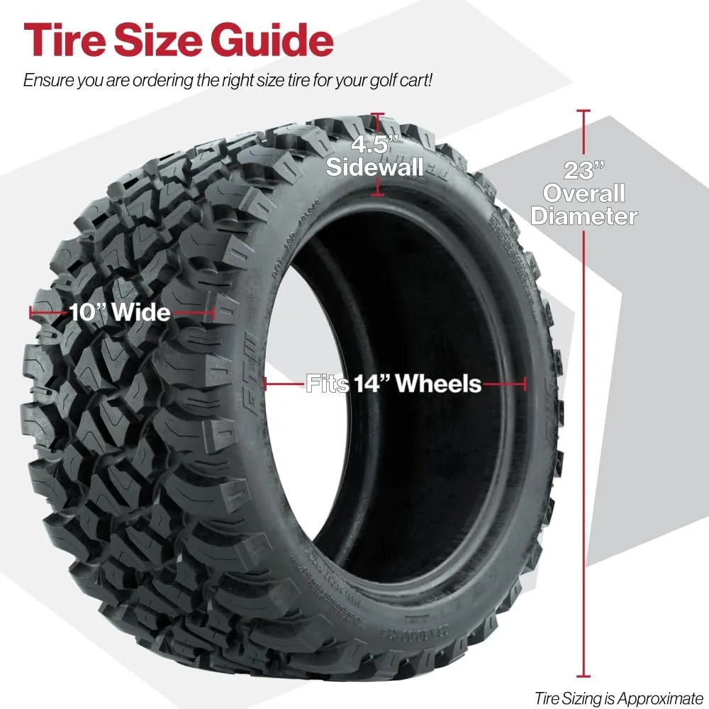GTW Nomad 23 Inch All Terrain Radial Golf Cart Tire | 23x10-R14 | Steel Belted Radial Construction | Lift Kit Required | Universal Fitment for 14 Inch Wheels