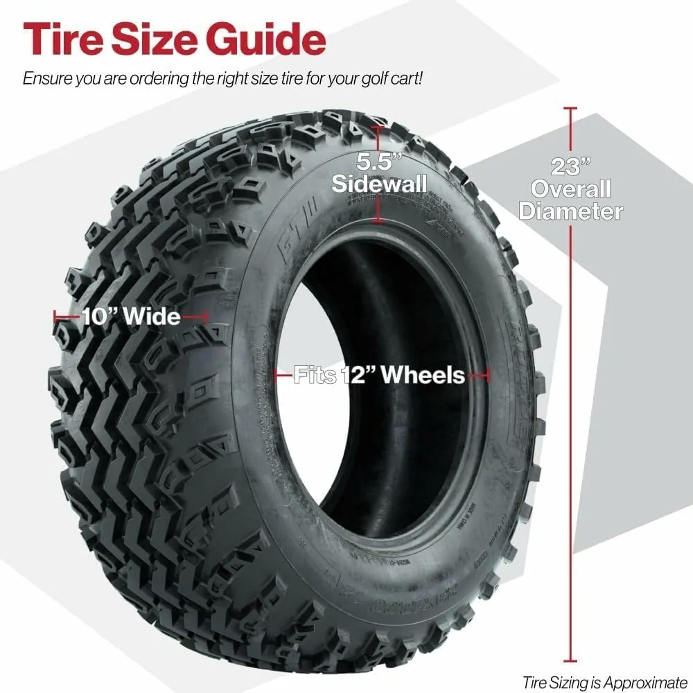 GTW Rogue 23 inch Golf Cart All Terrain Tire | 23x10-12 | A/T Tire | 4-Ply | Universal Fitment with 12 inch Wheels | Set of 4