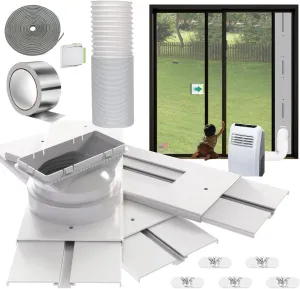 Gulrear 95" Sliding Door AC Vent Kit with Φ 5.9"AC Hose Security Lock & Weather Stripping Universal 5.0/5.9 Inch Coupler for Window/Sliding Glass Door Portable AC Energy Saving Airtight Seal Pancel