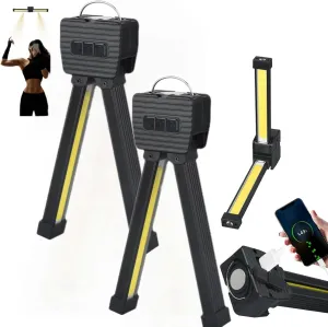 Gym Lamp for Posing, Magnetic Work Light with Hook, 180 Degree Folding Worklight, Multifunctional Camping Lighting Flashlight Auto Repair Work Light (Black*2)