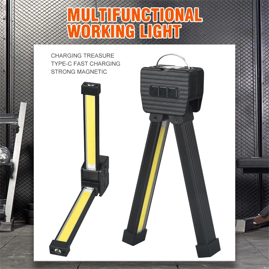 Gym Lamp for Posing, Portable Magnet Posing Lamp for Home Gym Lighting, 7th Gear Dimming, Spotlight or Broad Beam Options, Illuminate Every Pose and Angle, with Power Bank Function (1PCS)
