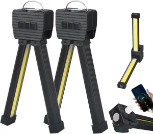 Gym Lamp for Posing,7th Gear Dimming,Portable Magnet LED Flashlight with Hanging Hook,Handheld USB Rechargeable Worklight,Magnetic Work Light with 180 Degree Folding,Power Bank Camping Light(2PCS)