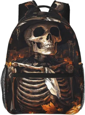Halloween Skull Witch Vintage Backpack For Trekking Backpacking Unisex