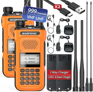 Ham Radio Handheld Long Range Walkie Talkies Two Way Radio UV-10R UV-10 PRO 999 Channels NOAA Weather Receiver One Key Frequency Copy USB-C Charger,High Gain Antenna Walkie Talkies,2 Pack