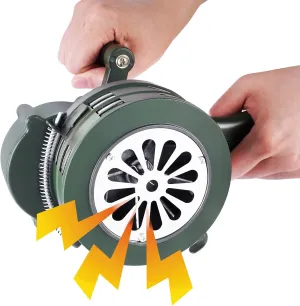 Hand Crank Siren Horn Manual Operated Metal Alarm Handheld Air Raid Siren Portable Loud Manual Siren Emergency Safety (Green)