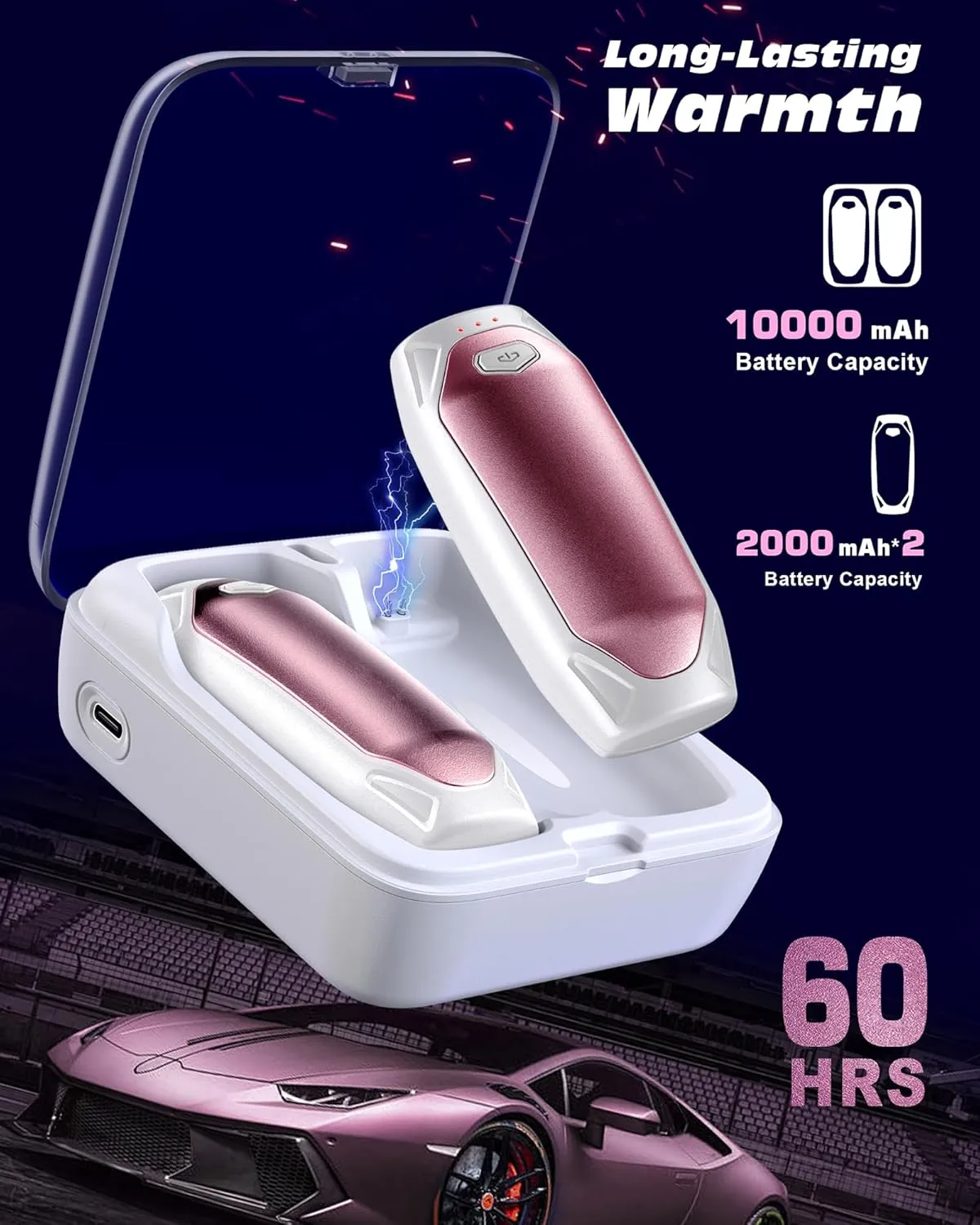 Hand Warmers Rechargeable 14000mAh with Charging Case, 2 Pack Electric AI Hand Warmers, Magnetic 2 in 1 Pocket Handwarmers, Portable Heater Gifts for Women/Men/Christmas/Outdoor/Camping/Golf