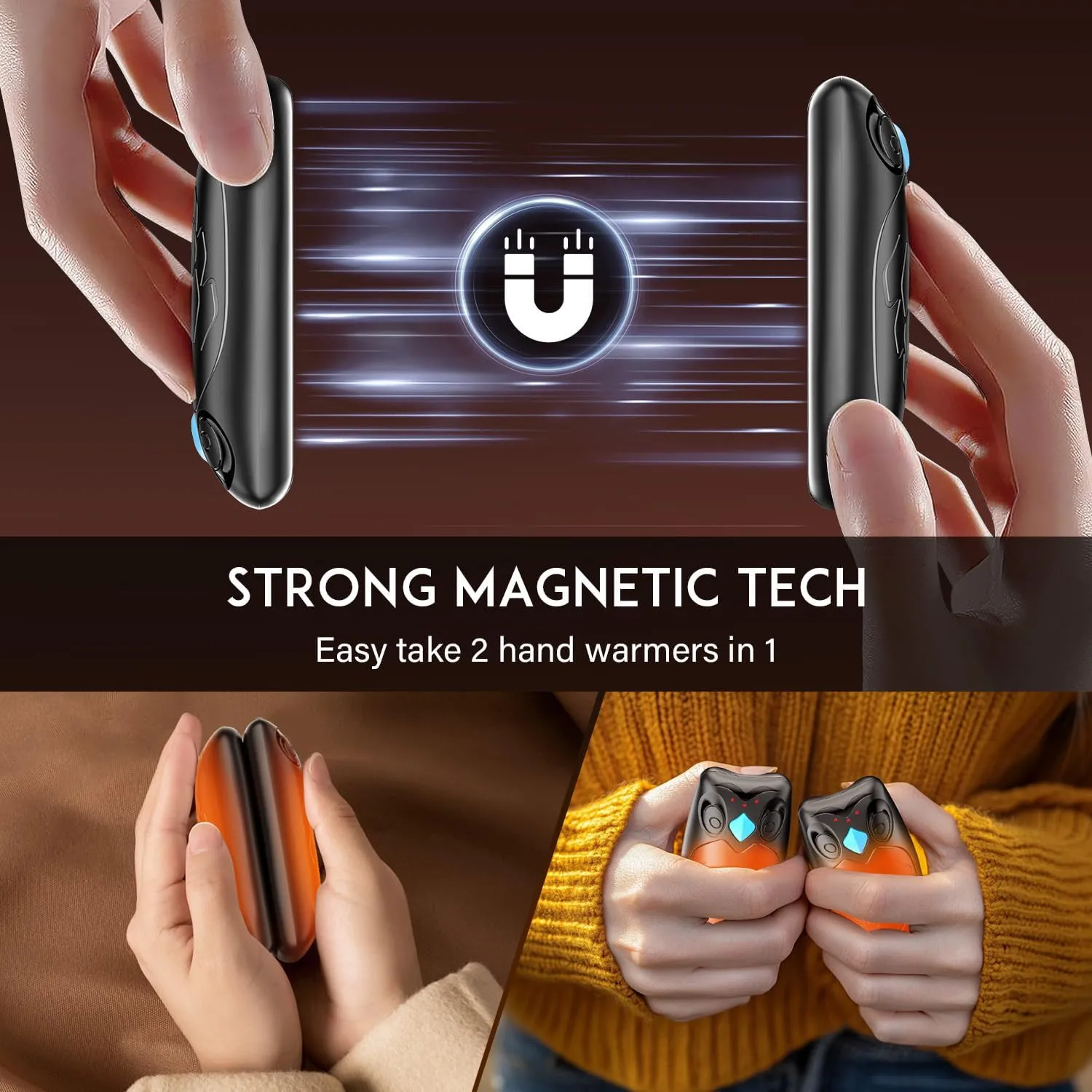 Hand Warmers Rechargeable 2 Pack, 14000 mAh Electric Hand Warmer with Charging Case, Portable Heater for Camping Hunting Gear, Gifts for Women, Men, Christmas, Raynauds, Outdoor, Golf Accessories