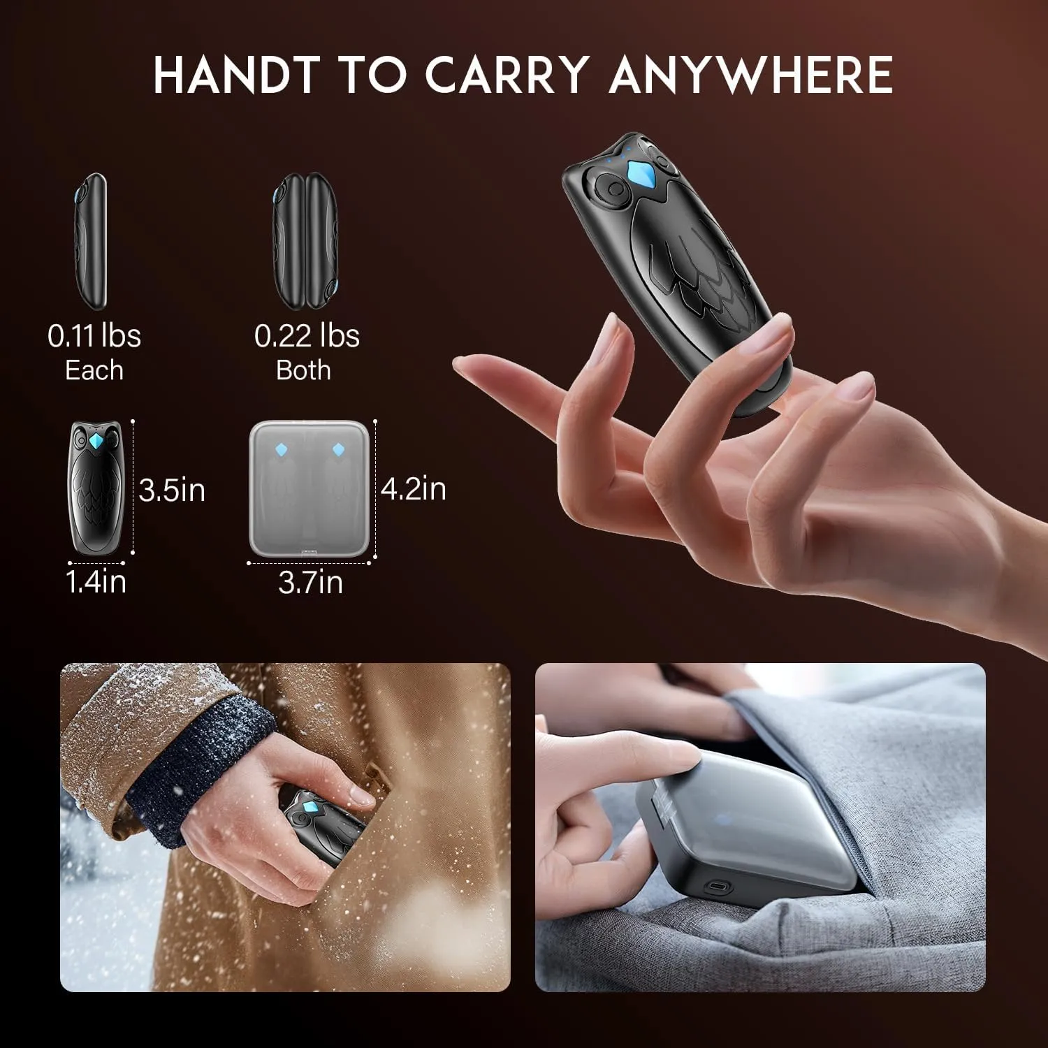 Hand Warmers Rechargeable 2 Pack, 14000 mAh Electric Hand Warmer with Charging Case, Portable Heater for Camping Hunting Gear, Gifts for Women, Men, Christmas, Raynauds, Outdoor, Golf Accessories