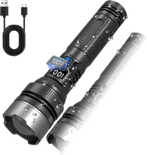 Happytion Flashlight, 2025 The Ultimate Survival Flashlight, LED Rechargeable Tactical Flashlights High Lumens, Waterproof Zoomable Emergencies Handheld Spotlight for Camping Hiking Biking