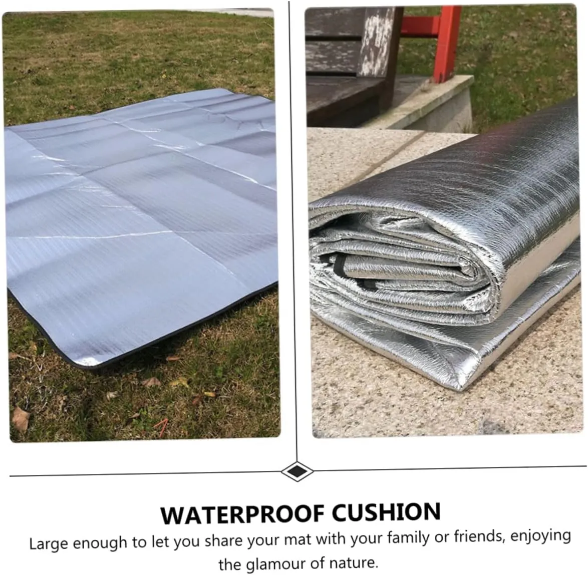 Happyyami 1pc Camping Mat Waterproof Cushion Outdoor Seat Cushion Picnic Outdoor Blanket Waterproof Tent Footprint Camping Cushion Beach Cushion Picnic Mat Keep Warm Set Aluminum Film Eva
