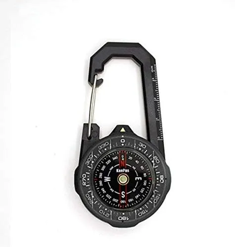 HBJWOV Hanging Button Pointer Type Compass Two Sets of Indexing Systems to Meet Different Needs Design Waterproof Carabiner Outdoor Compass