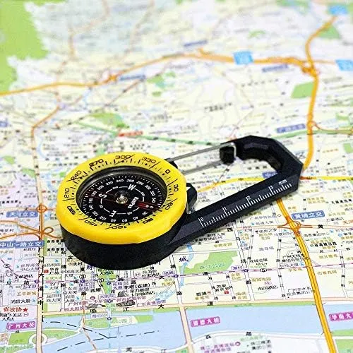 HBJWOV Hanging Button Pointer Type Compass Two Sets of Indexing Systems to Meet Different Needs Design Waterproof Carabiner Outdoor Compass