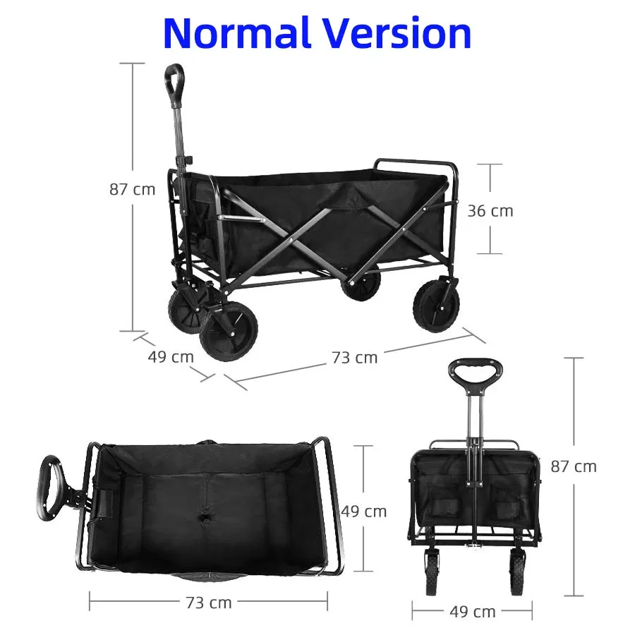 Heavy Duty Folding Utility Wagon - 500LB Capacity Collapsible Beach Cart for Camping, Garden & Outdoor Use