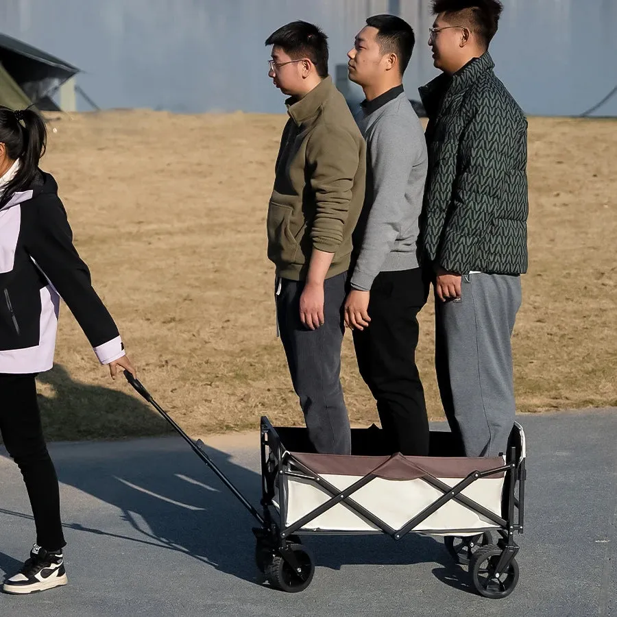 Heavy Duty Folding Utility Wagon - 500LB Capacity Collapsible Beach Cart for Camping, Garden & Outdoor Use