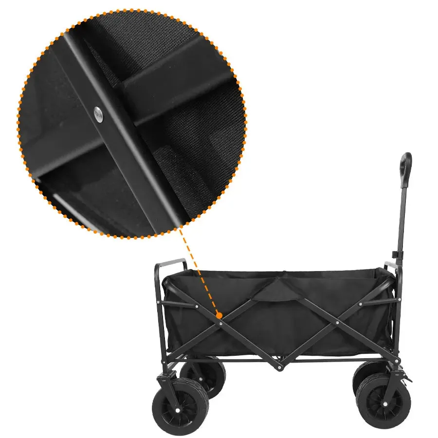 Heavy Duty Folding Utility Wagon - 500LB Capacity Collapsible Beach Cart for Camping, Garden & Outdoor Use