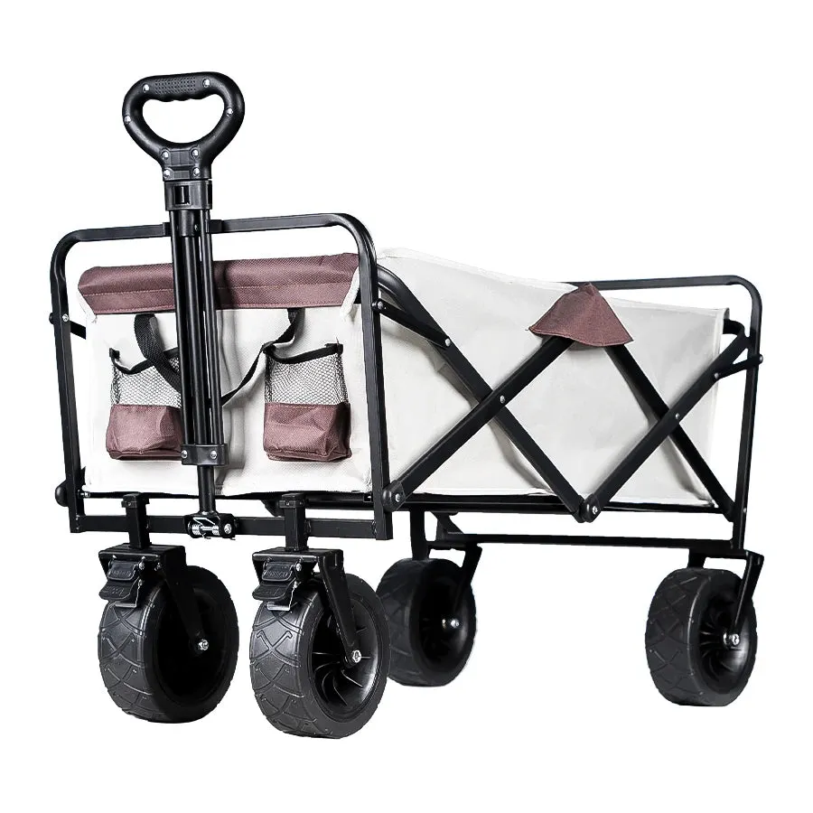 Heavy Duty Folding Utility Wagon - 500LB Capacity Collapsible Beach Cart for Camping, Garden & Outdoor Use