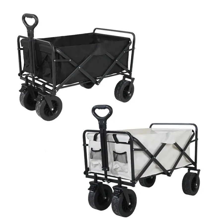 Heavy Duty Folding Utility Wagon - 500LB Capacity Collapsible Beach Cart for Camping, Garden & Outdoor Use