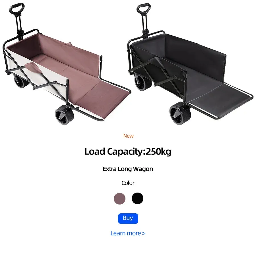 Heavy Duty Folding Utility Wagon - 500LB Capacity Collapsible Beach Cart for Camping, Garden & Outdoor Use