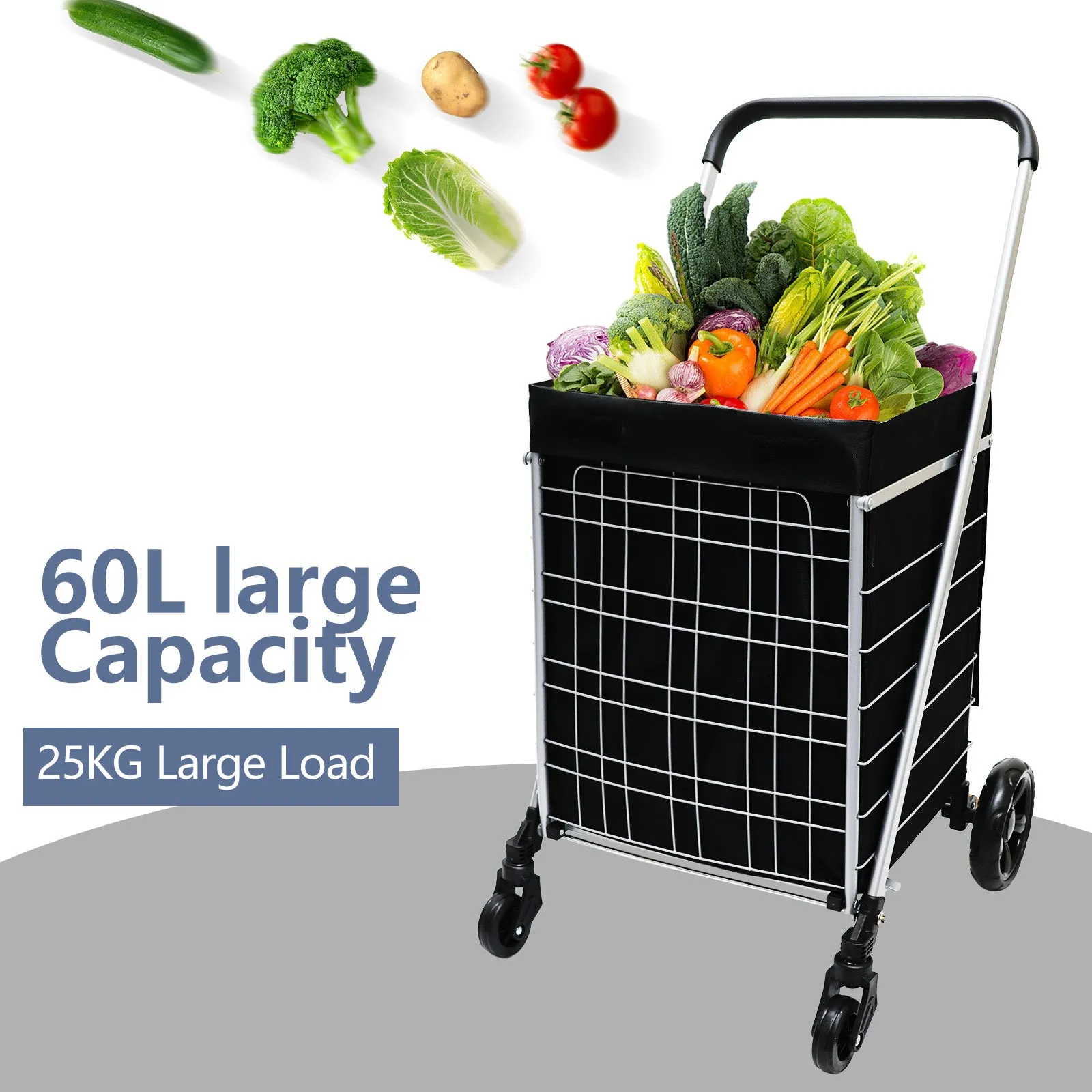 Heavy Duty Shopping Trolley Grocery Cart Foldable Utility Uses Cart With Brake