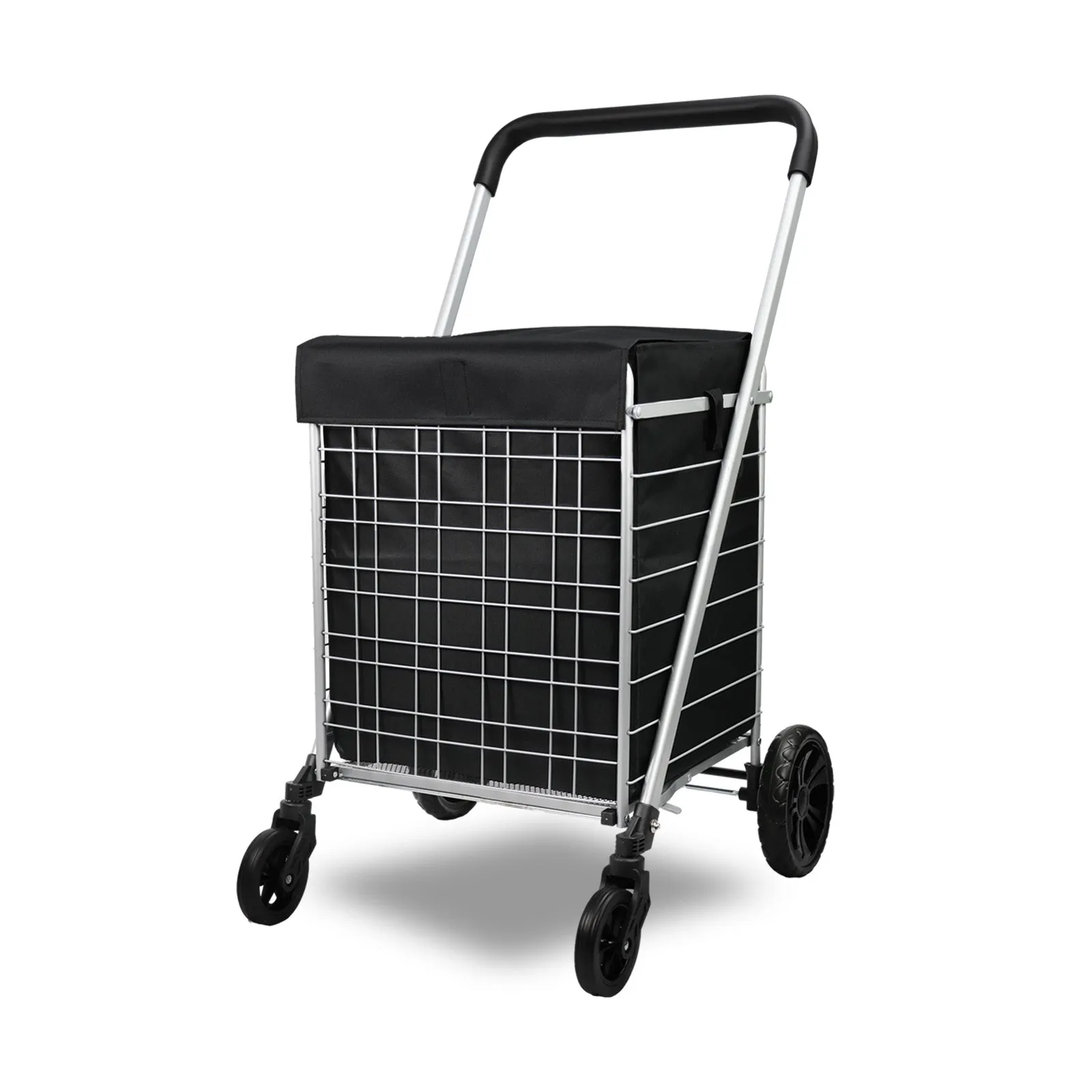 Heavy Duty Shopping Trolley Utility Foldable Large Grocery Cart with Waterproof Liner