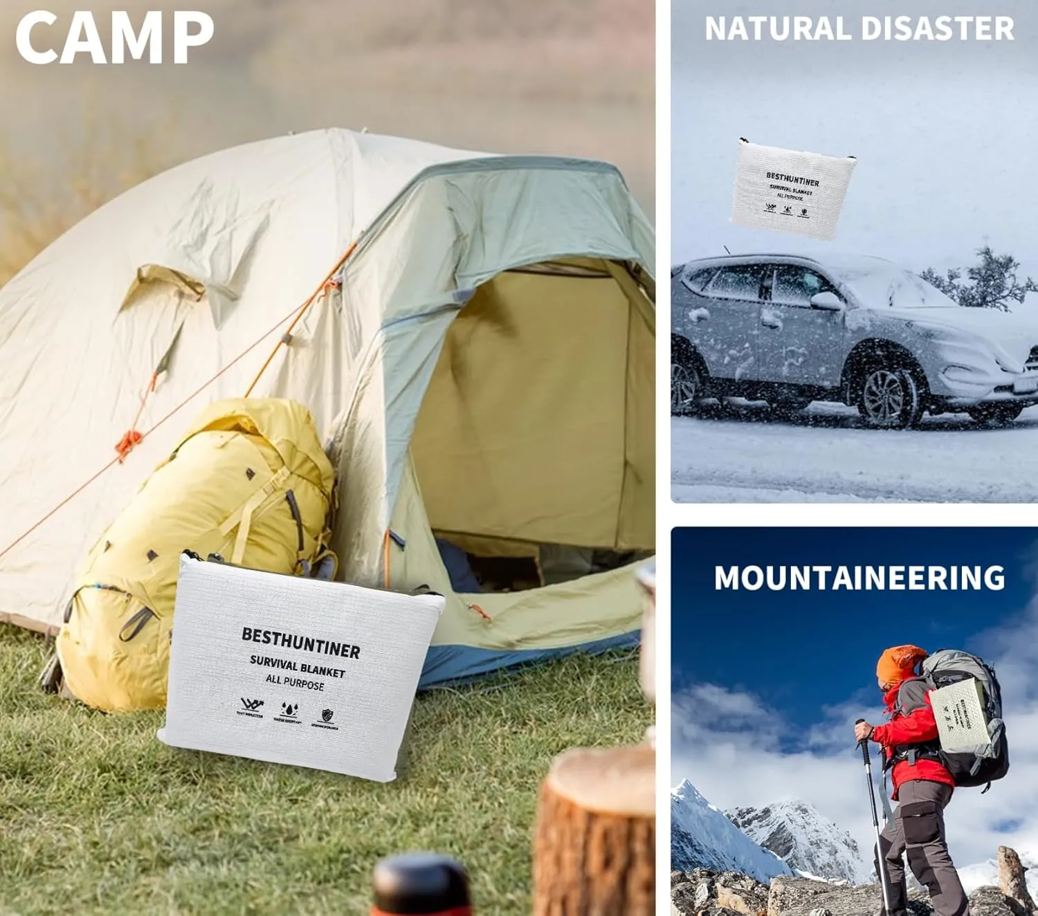 Heavy Duty Survival Blanket -Multifunctional Reflective Tarp Thermal Blanket - 60" x 83" Waterproof Sandproof for Camping Hiking Outdoors Multifunctional Emergency Blanket…