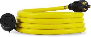 HENGYI L5-30P to L5-30R Heavy Duty Generator Locking Power Cord,3Prong Generator Extension Cord,SJTW 10GUAGE, 3750W,30A,Yellow,10FT
