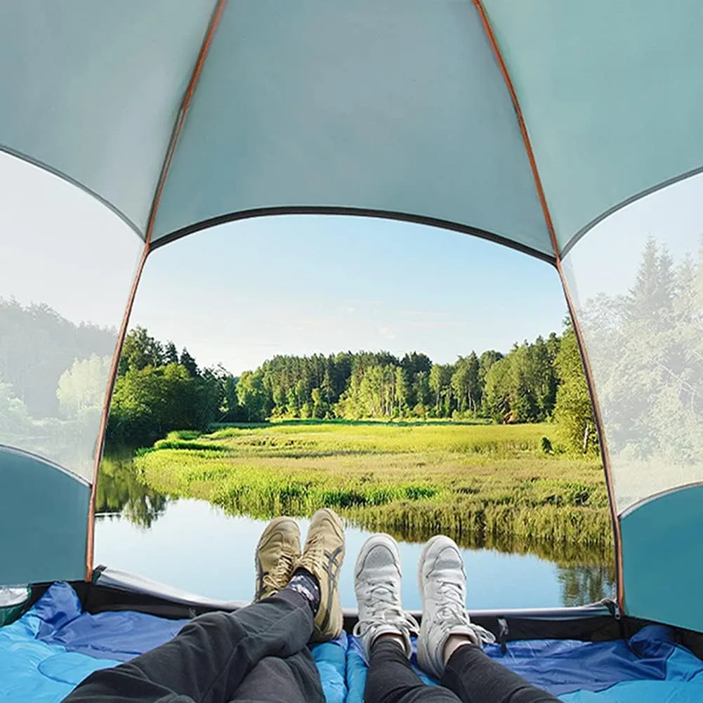 Hexagonal Tent Automatic Opening Pop Up Tent Outdoor Camping Tent Double Layer Portable Lightweight Backpack Tent Sunshade Shelter Beach Tent