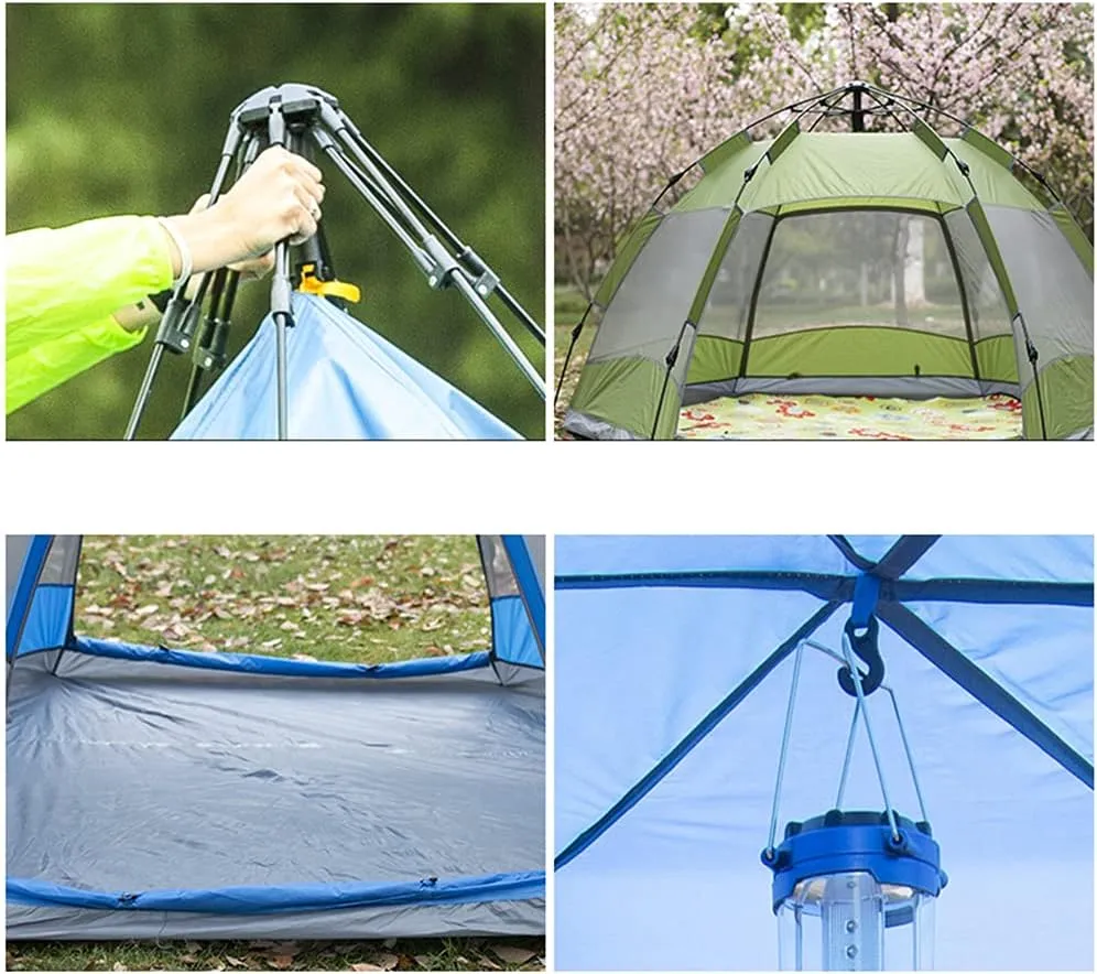 Hexagonal Tent Automatic Opening Pop Up Tent Outdoor Camping Tent Double Layer Portable Lightweight Backpack Tent Sunshade Shelter Beach Tent