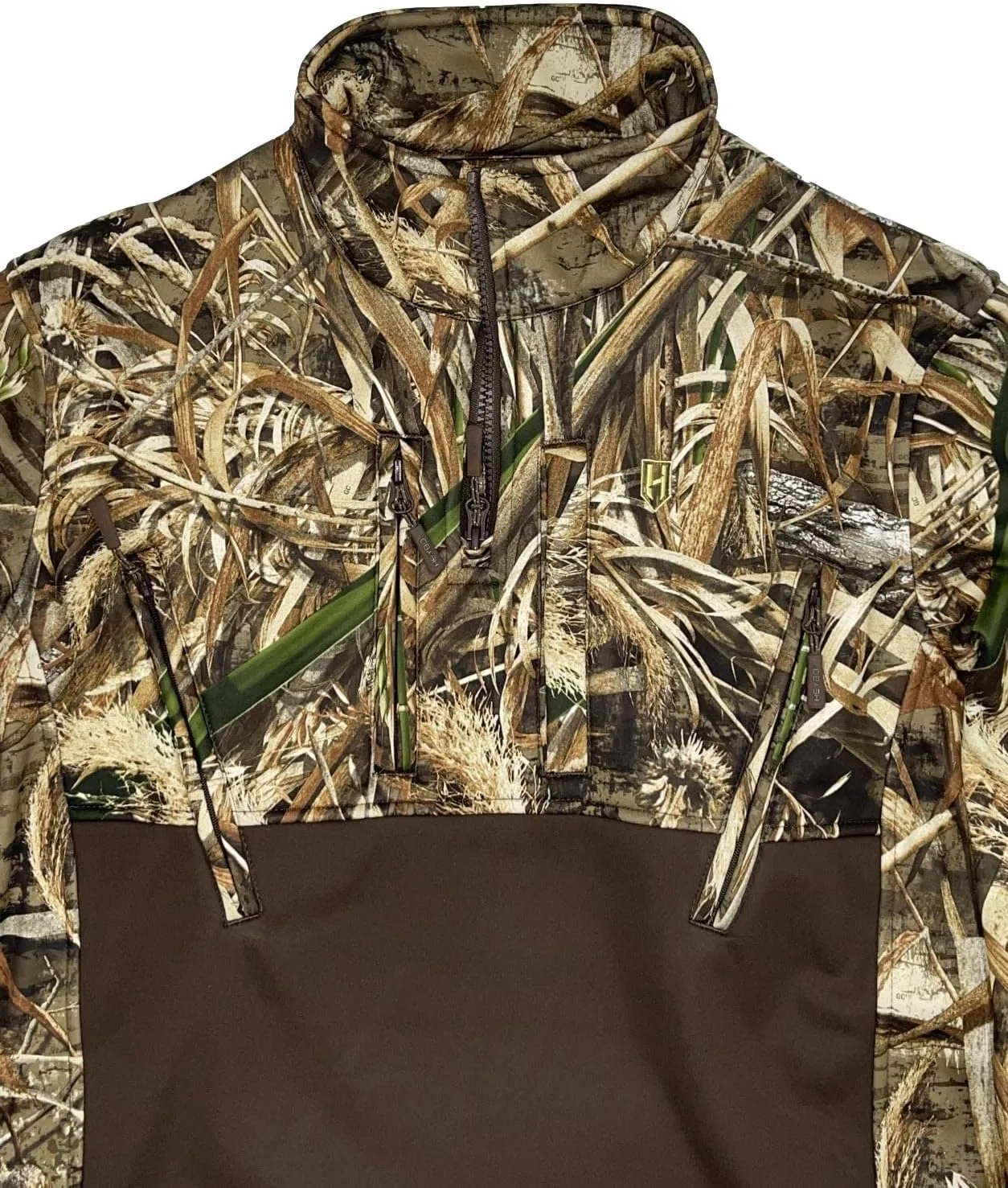 Heybo Outdoors Hunting Fishing Camping Quarter Zip Landing Zone Fowl Weather Technology Poly Fleece Wind Block 1/4 Zip Jacket