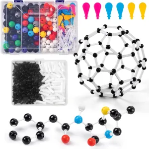 HFKPJRT Molecular Model Kit, 454 Pcs Organic Chemistry Model Kit with C60, Atom Element Model Set for Lessons in Chemistry, Gift for Teachers and Students to Raising Space Imagination