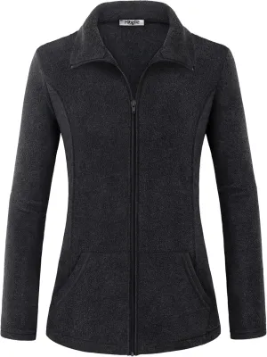 Hibelle Women's Outdoor Full-Zip Thermal Fleece Jacket with Pockets