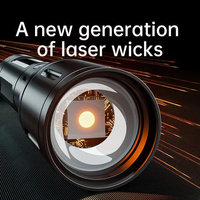 High Power 100000LM White Laser Light Zoom LED Alloy Torch With 12LED Side Lights Built-in 26650 Battery Rechargeable Outdoor Waterproof